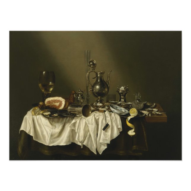 Pôster Banquet Piece com Ham Willem Claesz Heda Glossy (Frente)