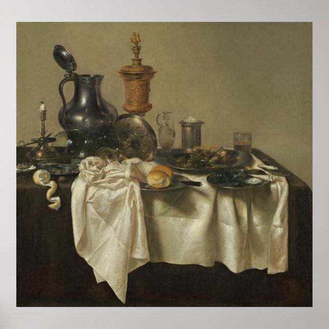 Pôster Banquet Piece com Mince Pie por Willem Claesz Heda (Frente)