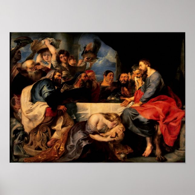 Pôster Banquete de Simon e Mary Magdalene aos pés de Jesu (Frente)