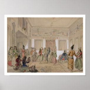 Pôster Banquete do Harem, Tehran (lápis & w/c no papel)