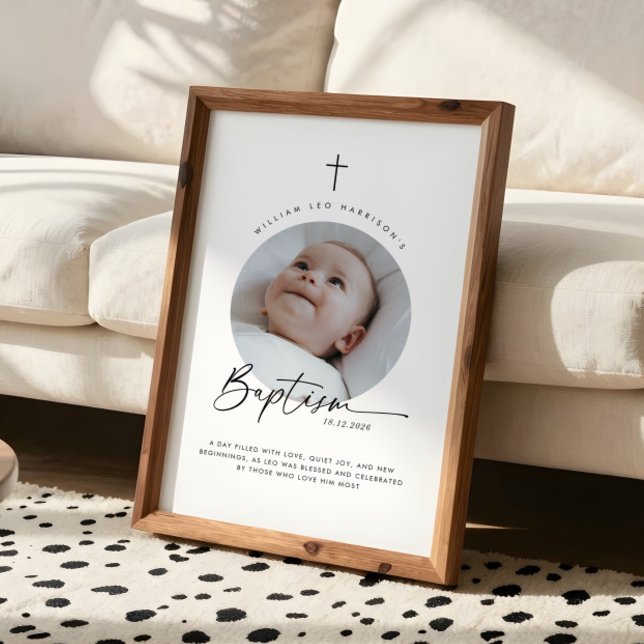 Poster Baptism Round Photo Keepsake (Baptism Round Photo Keepsake Poster)
