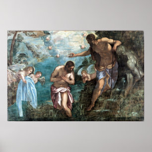 Poster Baptismo de Jacopo Tintoretto do cristo