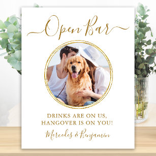 Poster Bar Aberto de Casamento - Bebidas de Cachorro de P