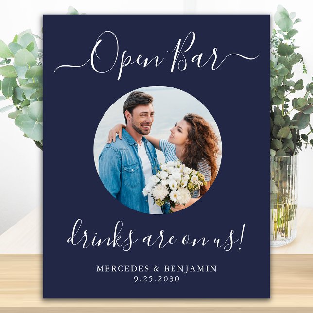 Poster Bar Aberto de Casamento Personalizado com Foto Azu (Criador carregado)