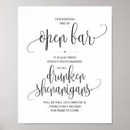 Poster Bar Aberto de Casamento, sinal de xenigmas bêbados
