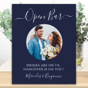 Poster Bar Aberto Foto Personalizada Bebidas de Casamento