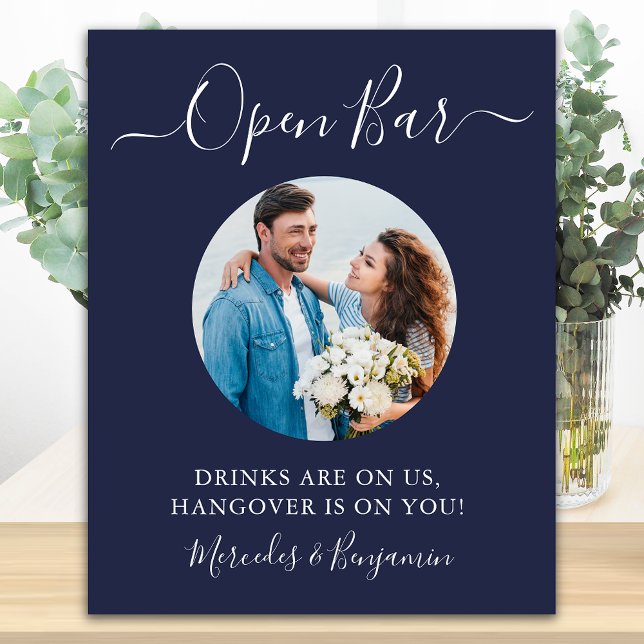 Poster Bar Aberto Foto Personalizada Bebidas de Casamento (Criador carregado)