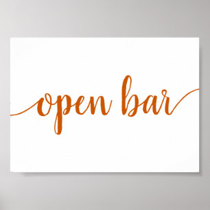 Poster Bar aberto simples   Laranja Fall Qualquer sinal d