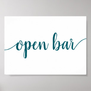 Poster Bar aberto simples Símbolo de Evento Teal Aqua