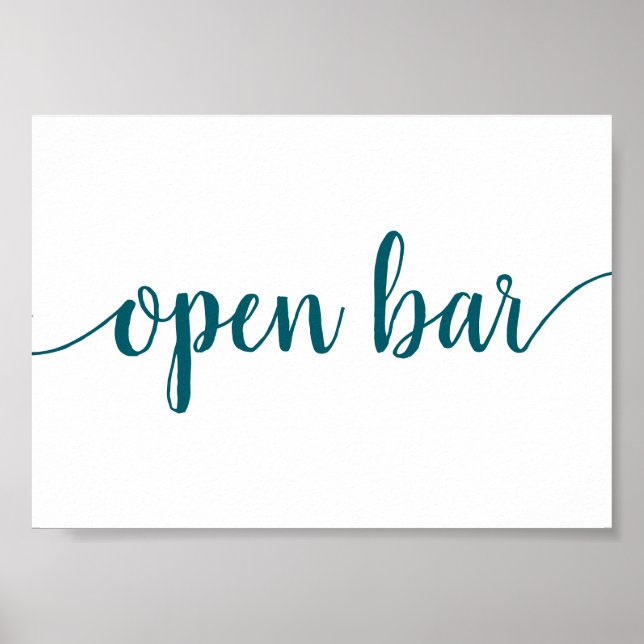 Poster Bar aberto simples | Símbolo de Evento Teal Aqua (Frente)