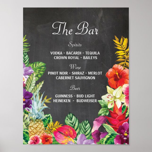 Poster Bar Aloha Luau - Sinal de Recepção de casamento (Frente)