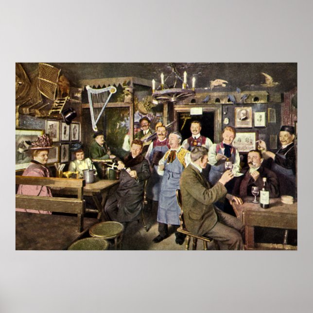 Poster Bar antigo moído com celebrações Pessoas, uma fest (Frente)