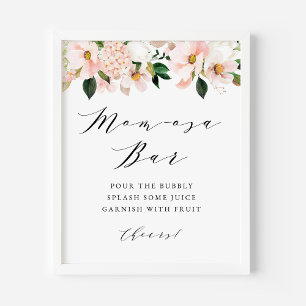 Poster Bar Blush Pink Magnoly e Hydrangea Momosa