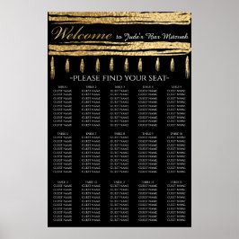 Poster BAR BM e Bat Mitzvah Dourado Tallit Seating Chart
