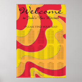 Poster BAR BM e Bat Mitzvah Silvery Waves Seating Chart