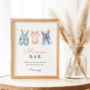 Poster Bar Bonito de Denim Azul Jean Girl Mimosa