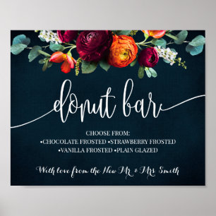Poster Bar Branca Recepção de casamento rosquinha Sinal d
