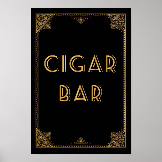 Poster BAR CIGAR Gatsby inspirou sinal de casamento (Frente)