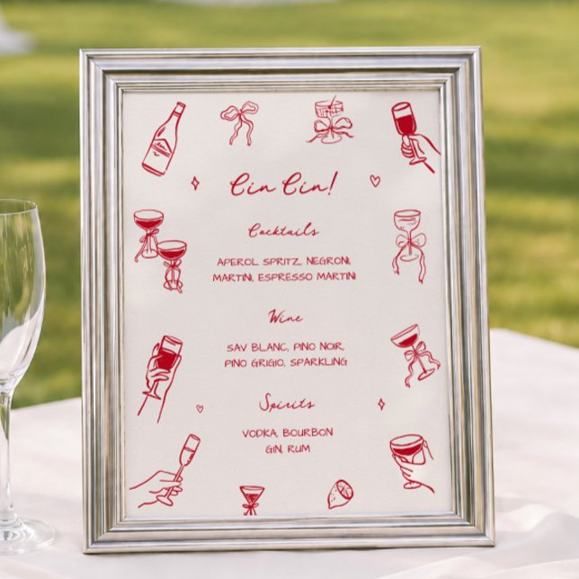 Poster Bar Cin Cin Vermelho That's Amore Chá de Noiva (Criador carregado)