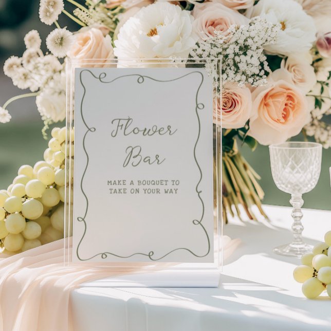 Poster Bar da Flor Verde de Moldura Desenhada à Mão (Criador carregado)