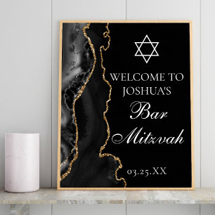 Poster Bar de Agate Dourado negro Mitzvah