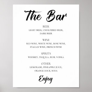 Poster bar de bebidas alcoólicas de casamento moderno, p