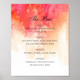 Poster Bar de bebidas alcoólicas de pêssego vermelho-aquá