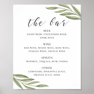 Poster bar de bebidas de casamento para caligrafia vegeta