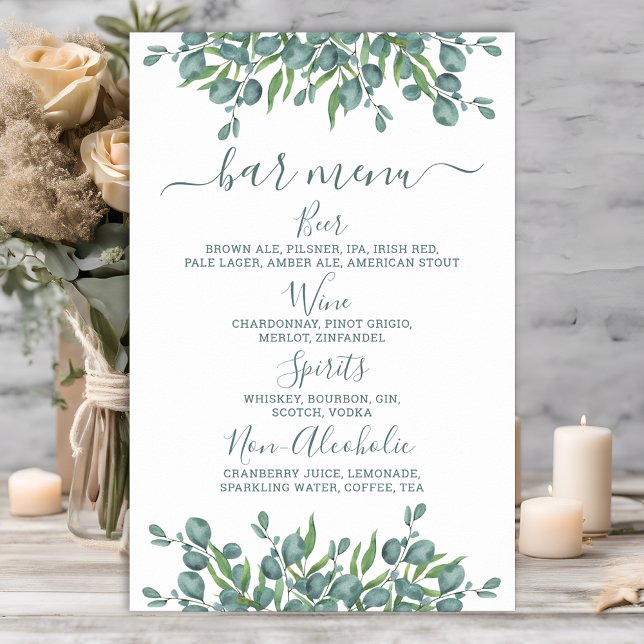 Poster Bar de Bebidas de Casamento Personalizado com Euca (Criador carregado)