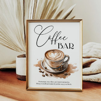 Poster Bar de Café Chá de Bebê Casamento Noivado