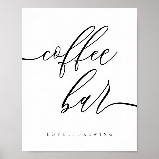 Poster Bar de café limpo amando Recepção de casamento (Frente)