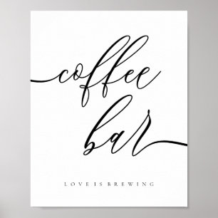 Poster Bar de café limpo amando Recepção de casamento
