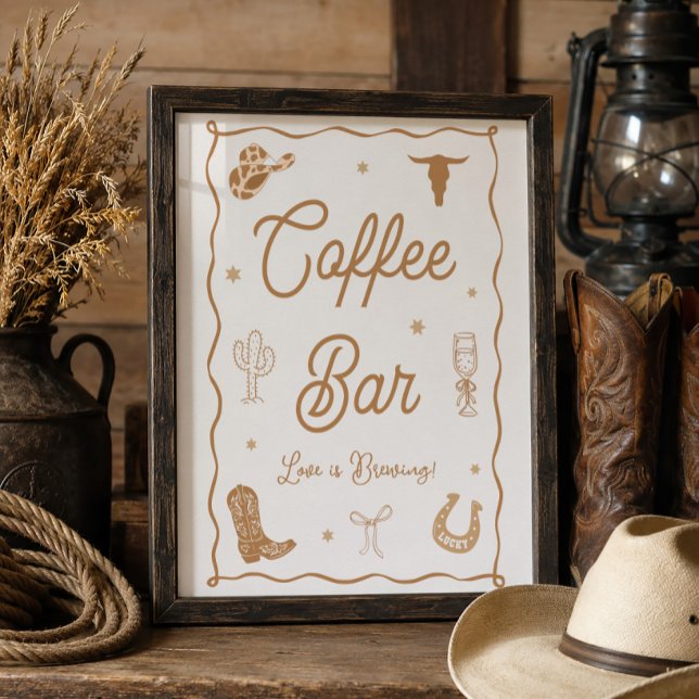 Poster Bar de Café para Chá de Noiva Western (Criador carregado)
