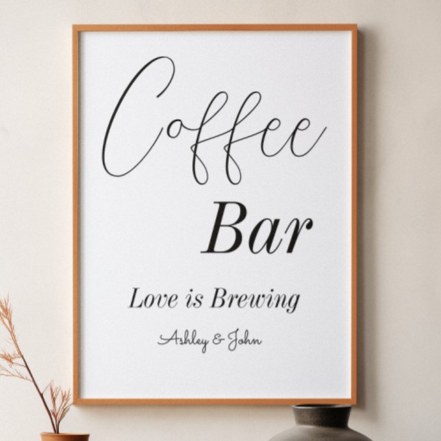 Poster Bar de Café Preto Branco Casamento Chá de Noiva (Criador carregado)