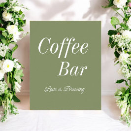 Poster Bar de Café Verde Sage Casamento Chá de Noiva