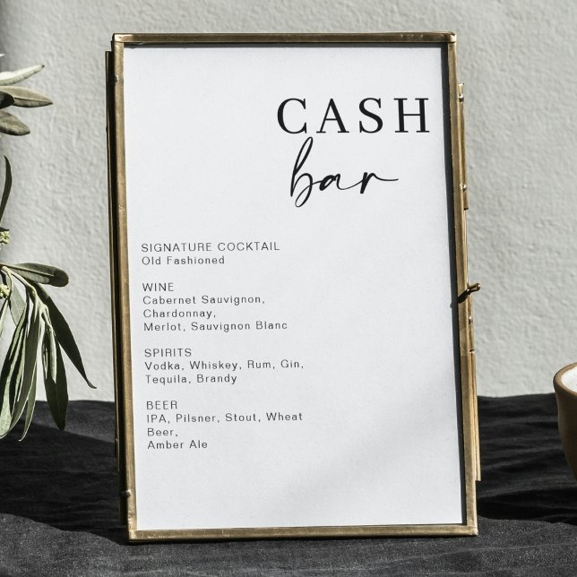 Poster Bar de Caixa Moderno de Casamento | Sinal do menu  (Criador carregado)