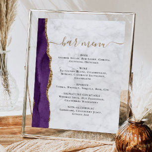 Poster Bar de Casamento Agate Marble Roxo