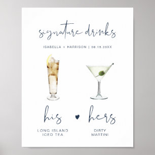 Poster Bar de Casamento Bebida Moderna Assinatura CAITLIN