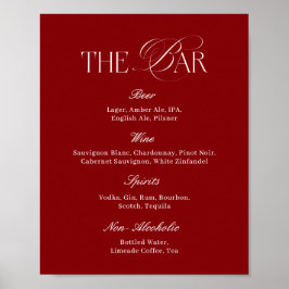 Poster Bar de Casamento Burgundy Moderno