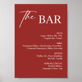 Poster Bar de Casamento Marrom Elegante de Natal