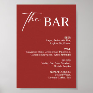 Poster Bar de Casamento Marrom Elegante de Natal