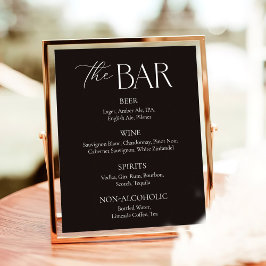 Poster Bar de Casamento Negro de Script Elegante