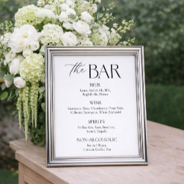 Poster Bar de Casamento Preto e Branco Elegante e Simples