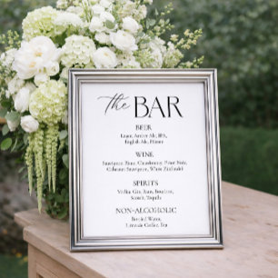 Poster Bar de Casamento Preto e Branco Elegante e Simples