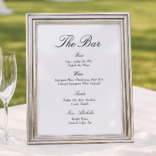 Poster Bar de Casamento Preto e Branco Elegante e Sofisti