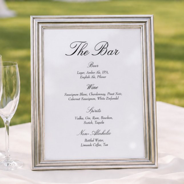 Poster Bar de Casamento Preto e Branco Elegante e Sofisti (Criador carregado)