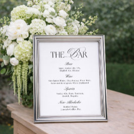 Poster Bar de Casamento Preto e Branco Elegante e Sofisti