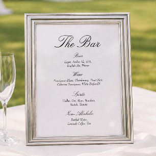 Poster Bar de Casamento Preto e Marfim de Dinheiro Antigo