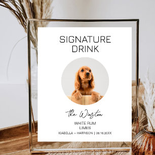 Poster Bar de Cerveja de Casamento Minimalista com Coquet
