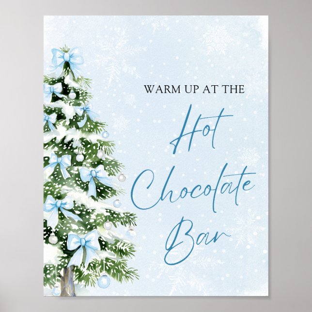 Poster Bar de Chocolate Quente da Árvore de Natal com Laç (Frente)